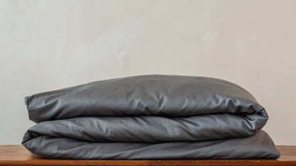The Sateen Cotton Duvet Cover - Colour: Charcoal